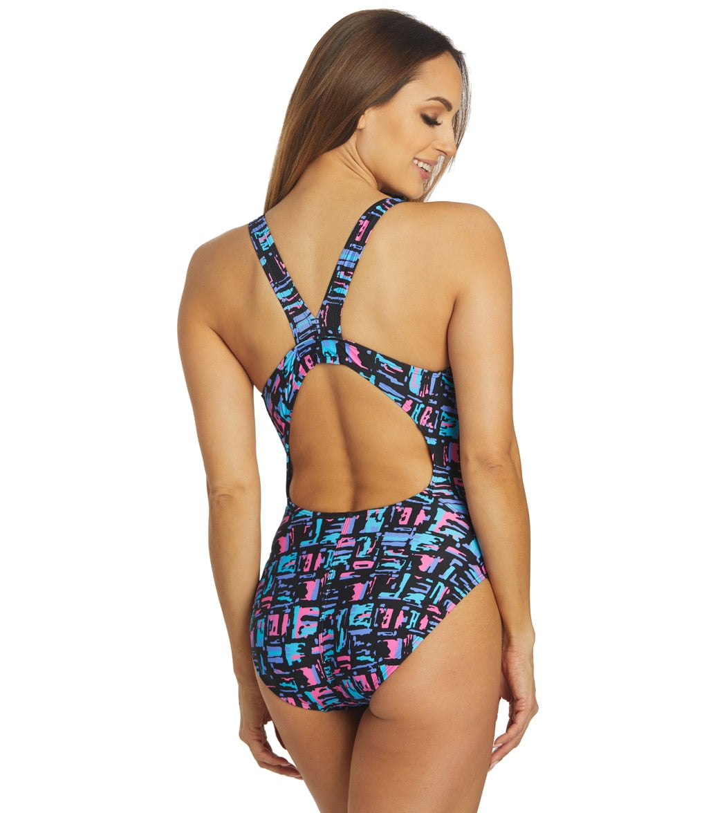 EQ Swimwear Women's Abstract Harmony X-Long Torso One Piece Swimsuit
