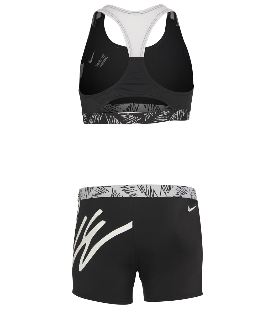 Nike Girls' Script Logo Crossback Sport Two Piece Bikini Set (Big Kid)