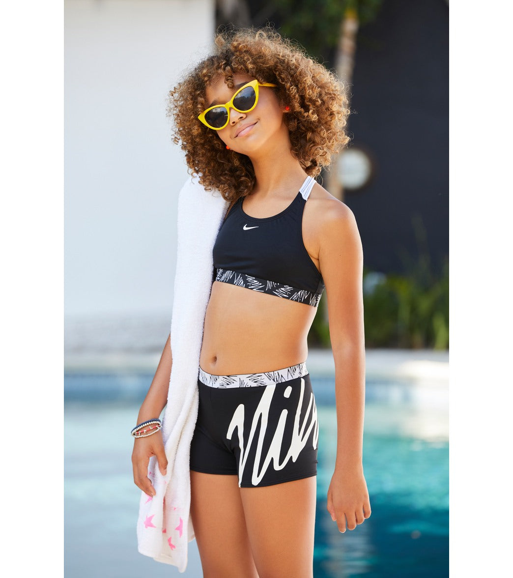 Nike Girls' Script Logo Crossback Sport Two Piece Bikini Set (Big Kid)