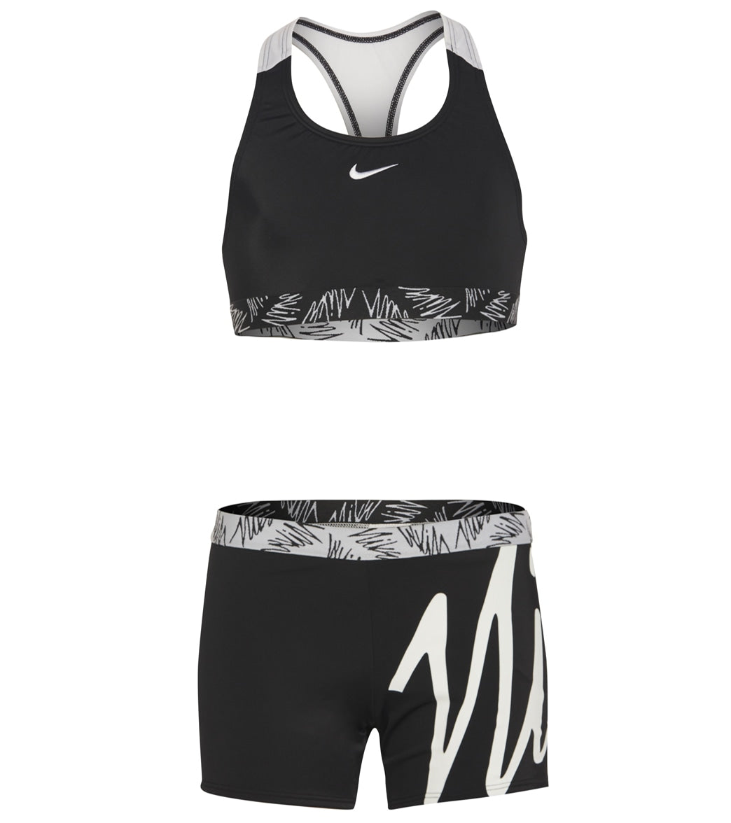 Nike Girls' Script Logo Crossback Sport Two Piece Bikini Set (Big Kid)