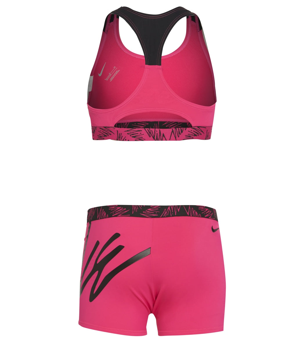 Nike Girls' Script Logo Crossback Sport Two Piece Bikini Set (Big Kid)