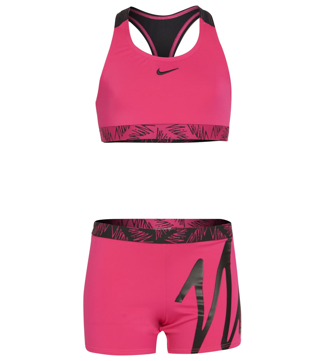 Nike Girls' Script Logo Crossback Sport Two Piece Bikini Set (Big Kid)