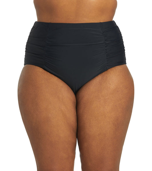ClubSwim Plus Size Tummy Control Solid High Waist Swim Brief Bottom