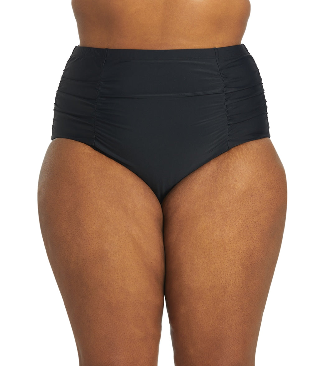 ClubSwim Plus Size Tummy Control Solid High Waist Swim Brief Bottom