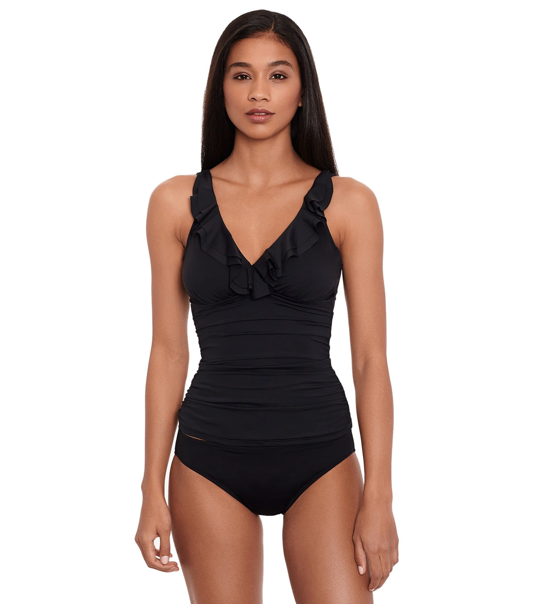 Lauren Ralph Lauren Women's Beach Club Solids Ruffle Tankini Top