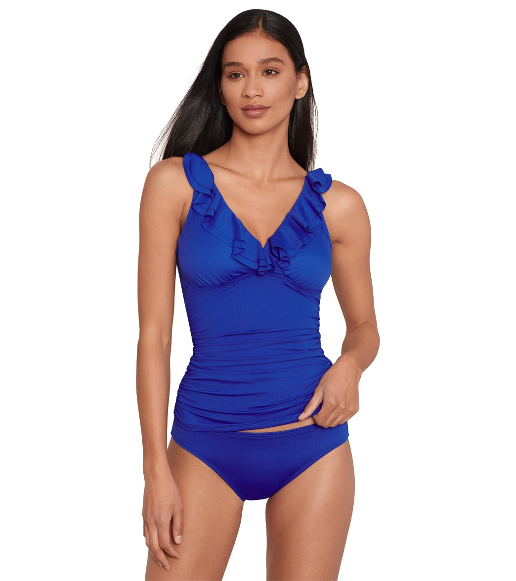 Lauren Ralph Lauren Women's Beach Club Solids Ruffle Tankini Top