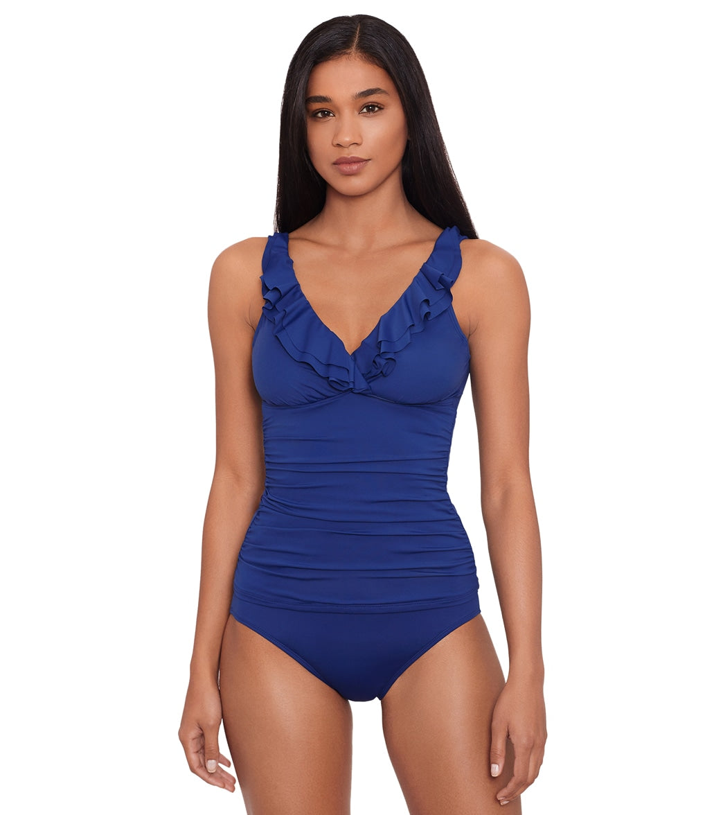 Lauren Ralph Lauren Women's Beach Club Solids Ruffle Tankini Top