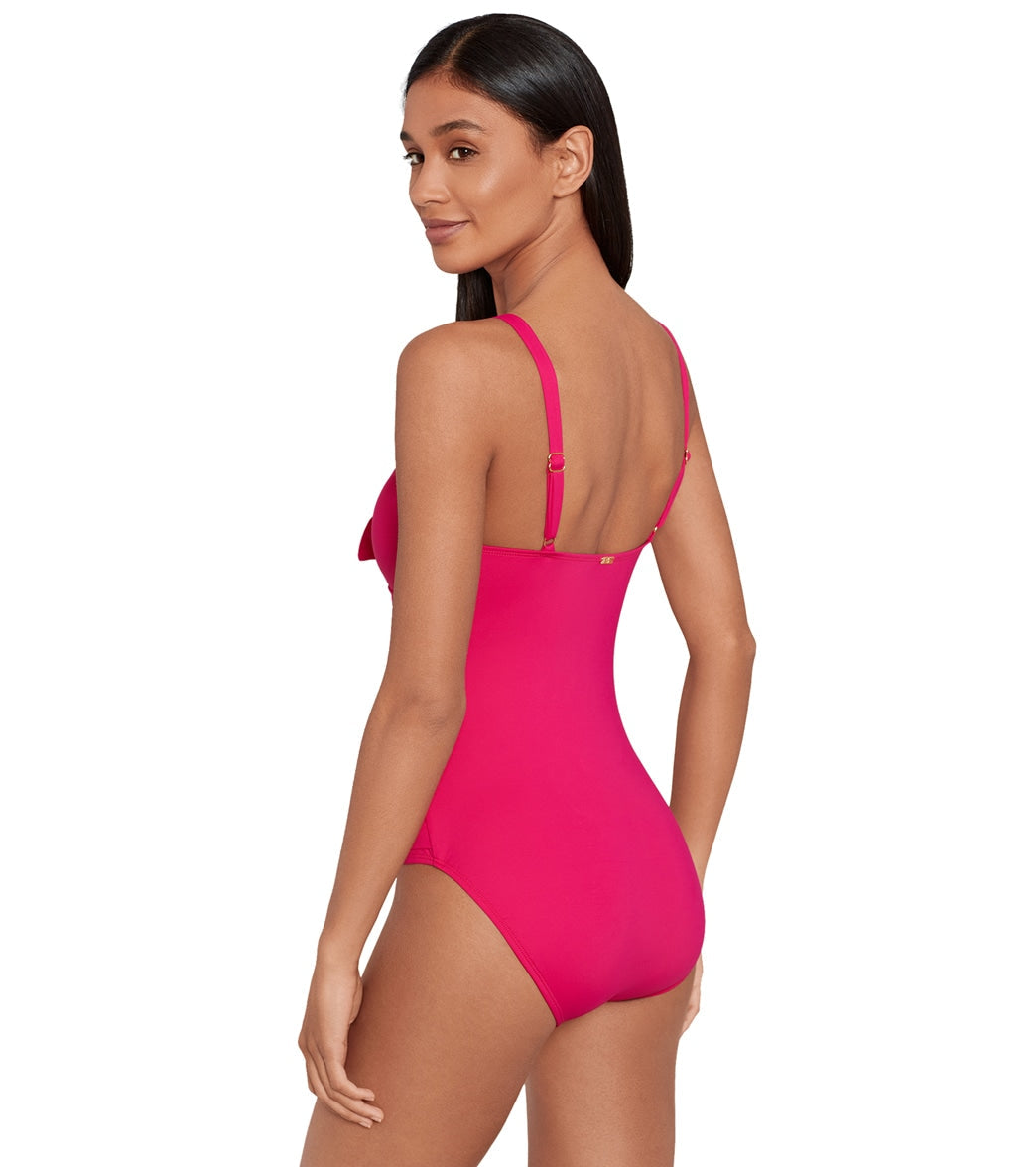 Lauren Ralph Lauren Women's Beach Club Solids Tie Front Underwire One Piece Swimsuit