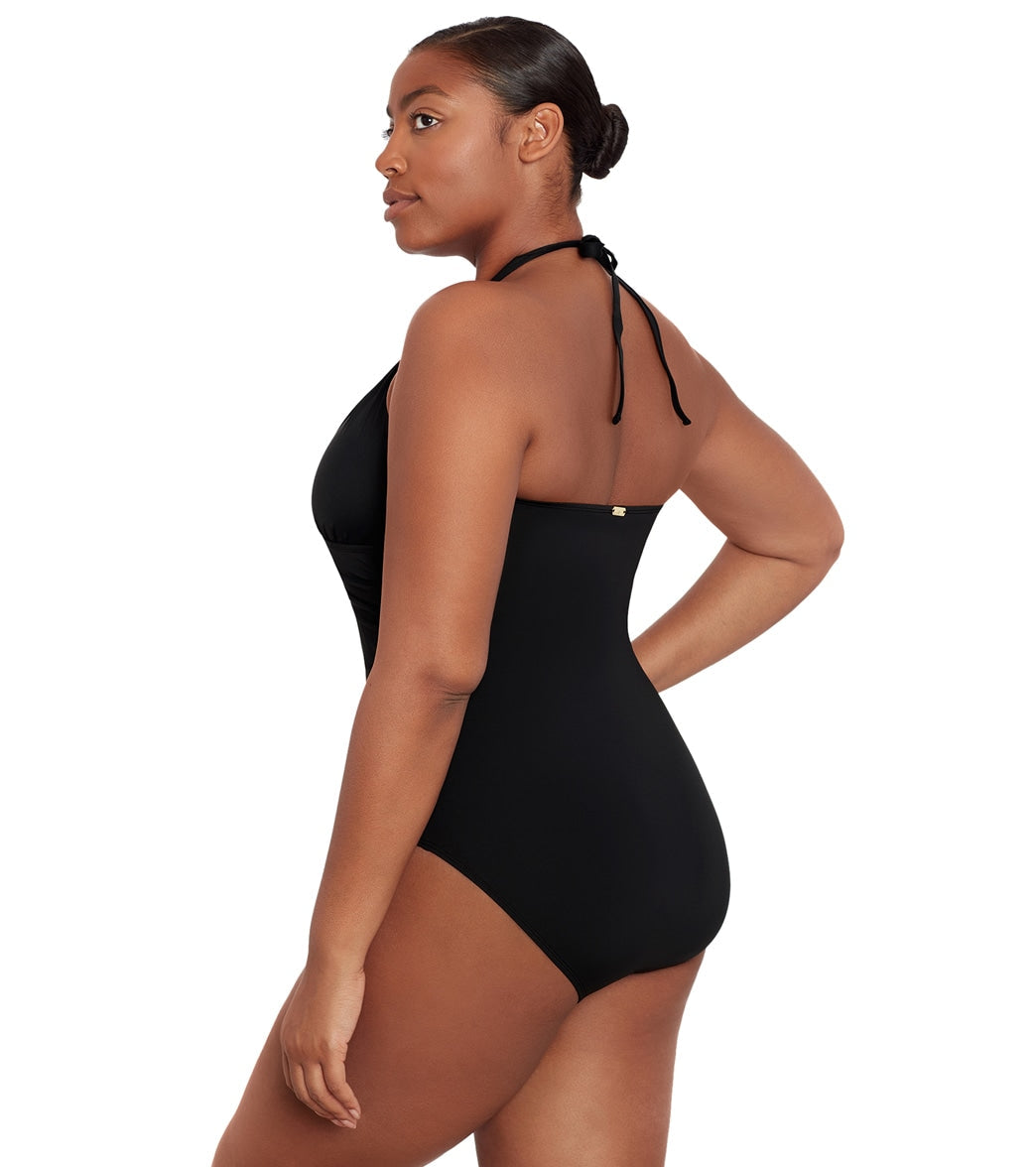 Lauren Ralph Lauren Women's Beach Club Solids High Neck One Piece Swimsuit