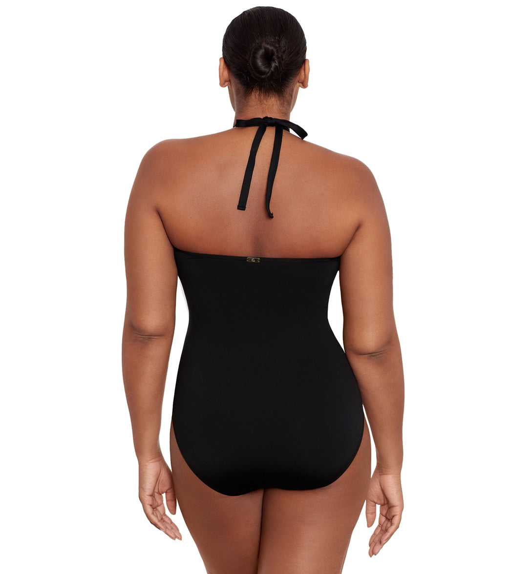 Lauren Ralph Lauren Women's Beach Club Solids High Neck One Piece Swimsuit