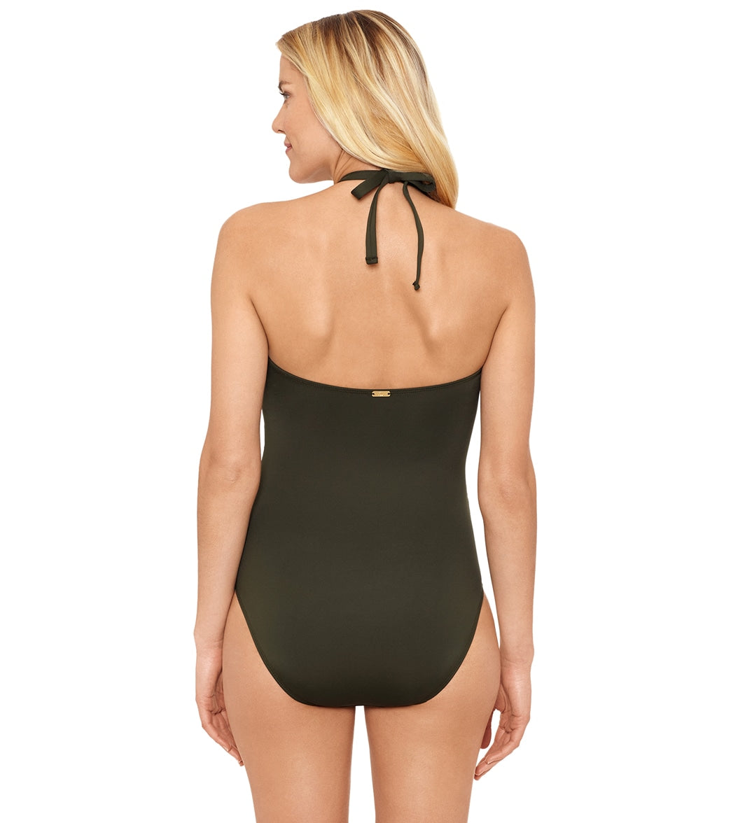 Lauren Ralph Lauren Women's Beach Club Solids High Neck One Piece Swimsuit