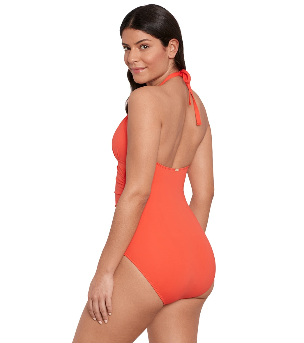 Lauren Ralph Lauren Women's Beach Club Solids High Neck One Piece Swimsuit