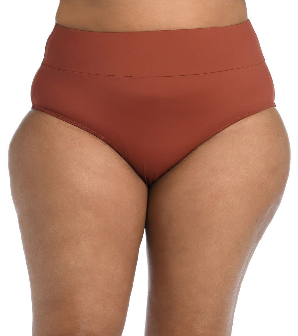 La Blanca Women's Plus Size Island Goddess High Waist Bikini Bottom