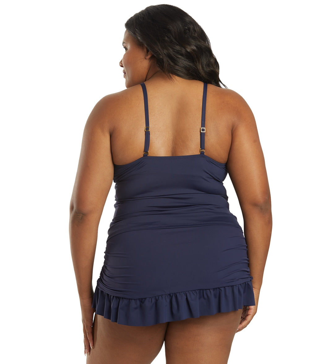 La Blanca Women's Plus Size Island Goddess Keyhole Tankini Top