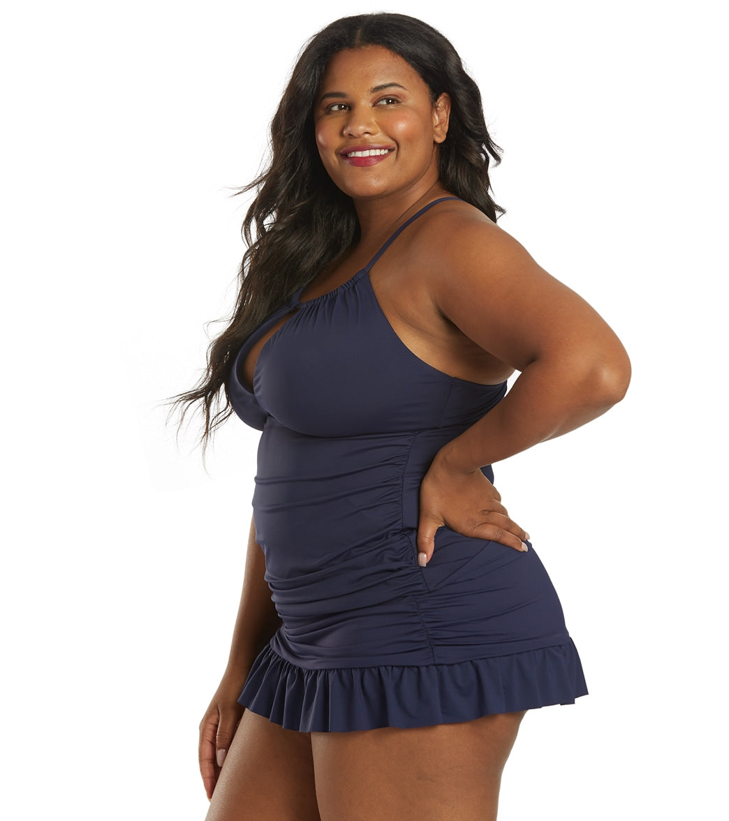 La Blanca Women's Plus Size Island Goddess Keyhole Tankini Top