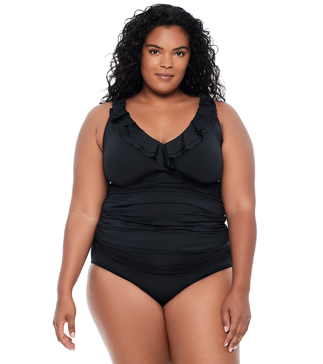 Lauren Ralph Lauren Women's Plus Size Beach Club Ruffle Tankini Top