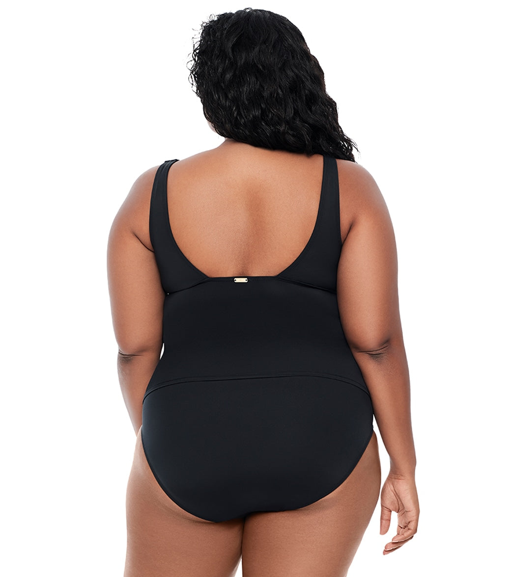 Lauren Ralph Lauren Women's Plus Size Beach Club Ruffle Tankini Top