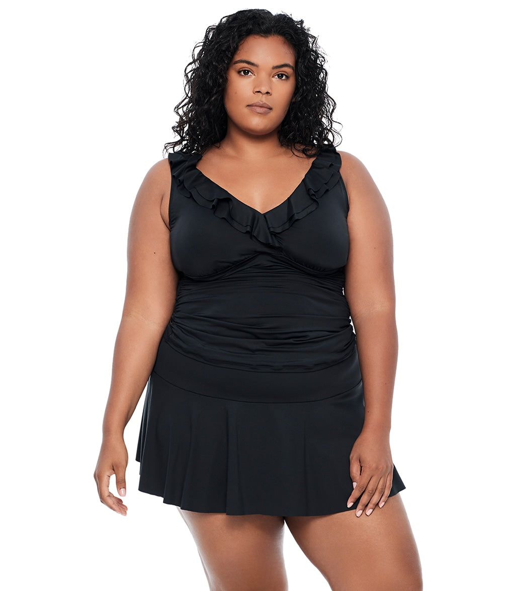 Lauren Ralph Lauren Women's Plus Size Beach Club Ruffle Tankini Top