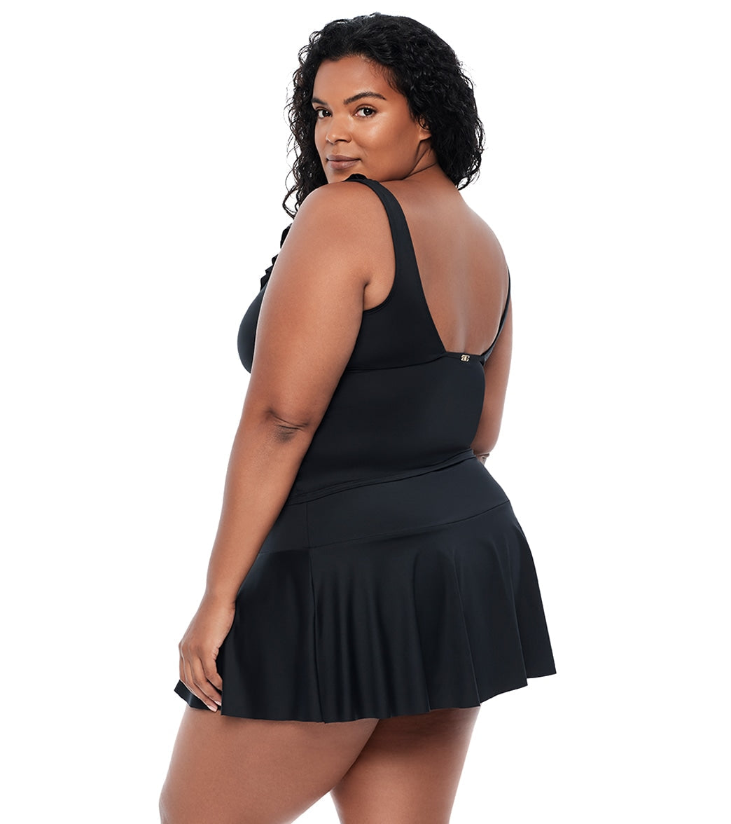 Lauren Ralph Lauren Women's Plus Size Beach Club Ruffle Tankini Top