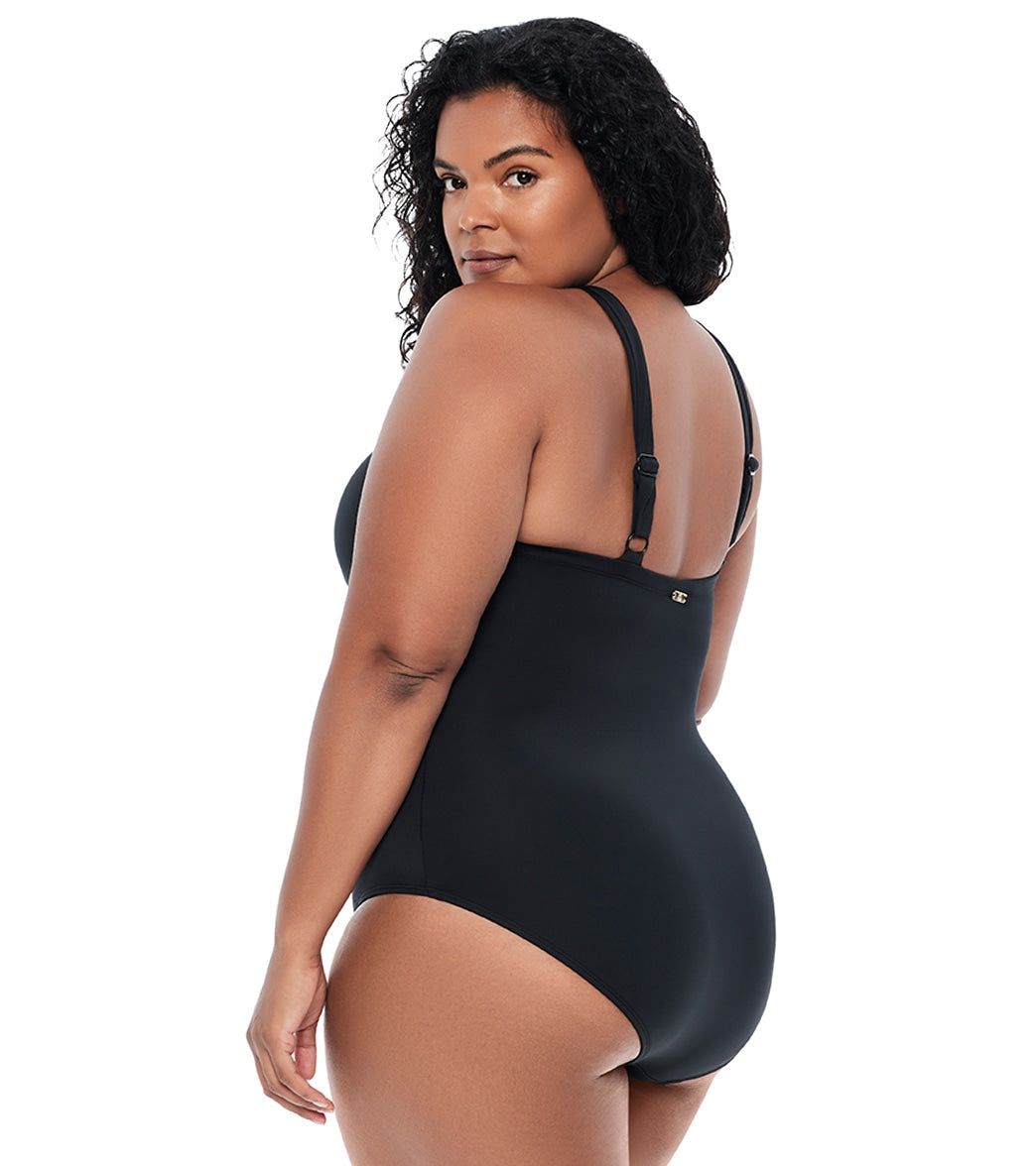 Lauren Ralph Lauren Women's Plus Size Beach Club Glamour High Neck One Piece Swimsuit