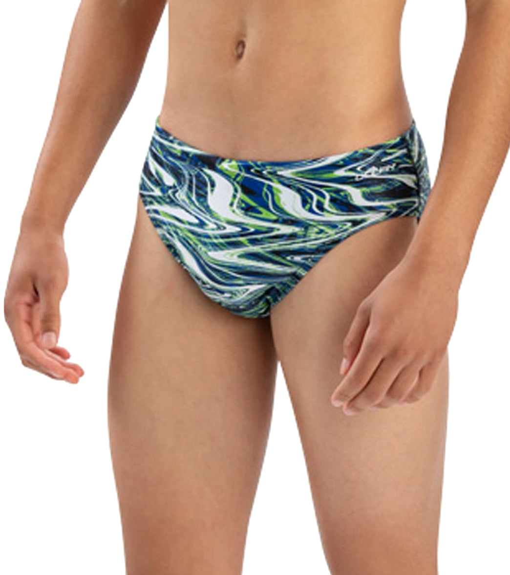 Dolfin Men's Reliance Jet Stream All-Over Print Racer Brief Swimsuit