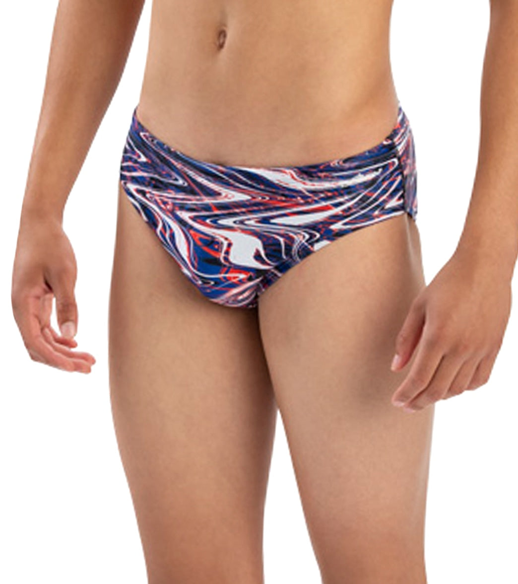 Dolfin Men's Reliance Jet Stream All-Over Print Racer Brief Swimsuit