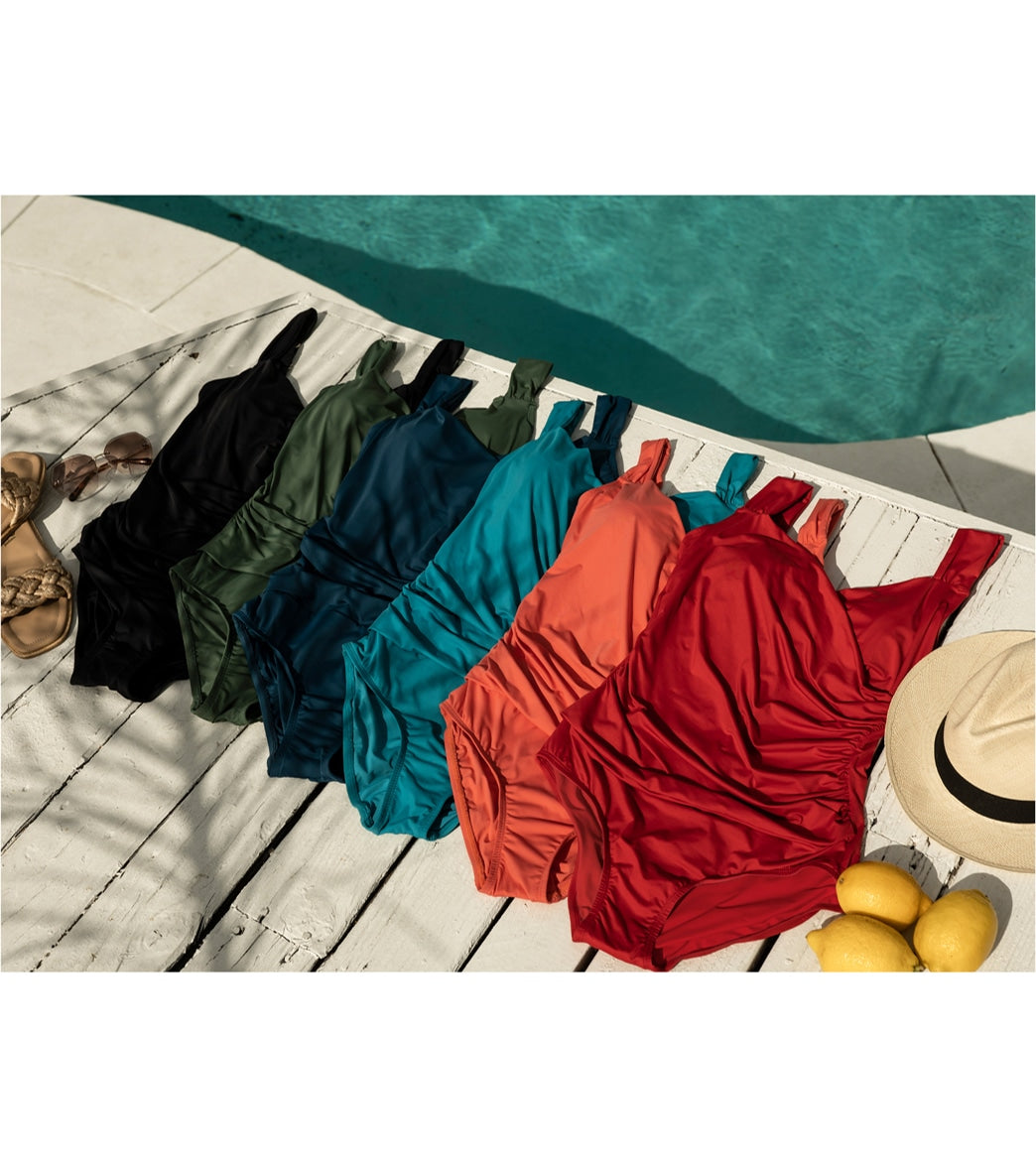 Jantzen Women's Solids Surplice One Piece Swimsuit