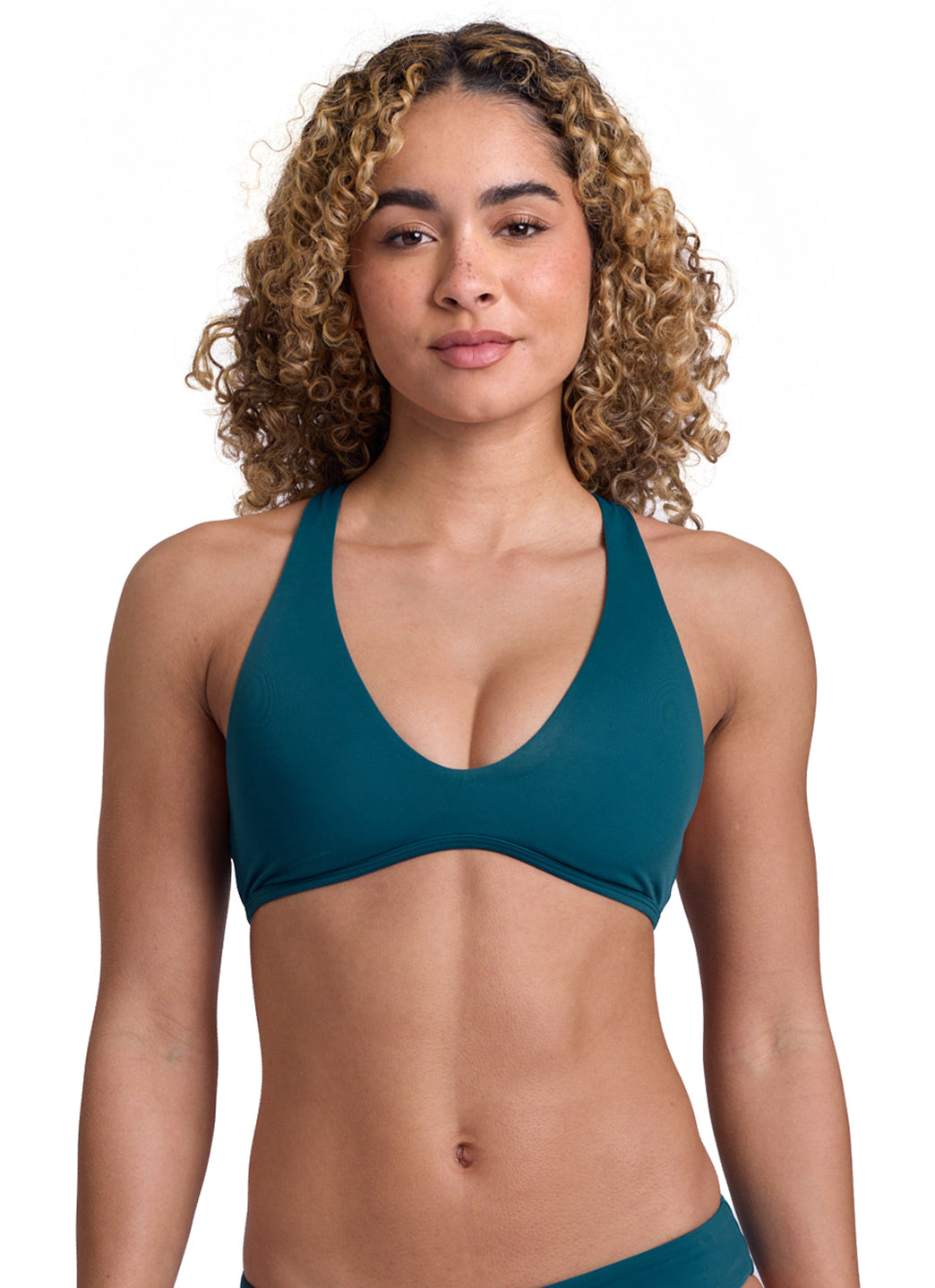 JOLYN Women's Aster Solid Racerback Bikini Top