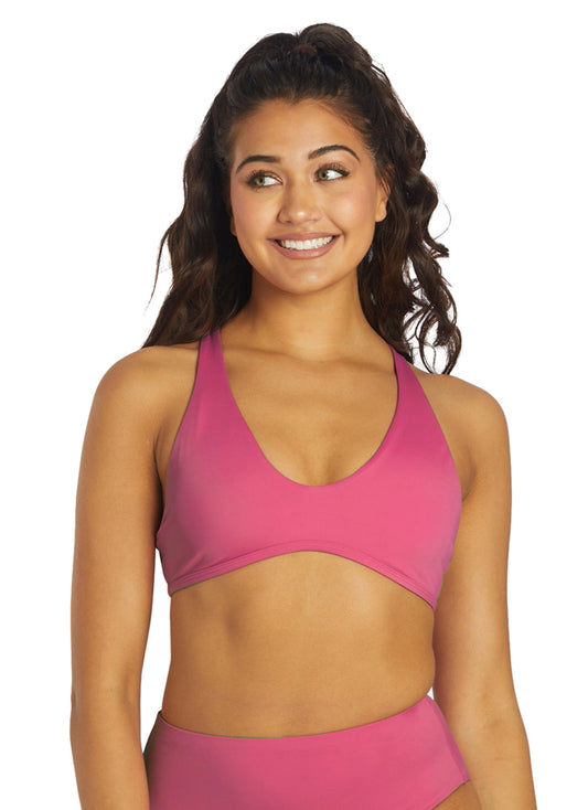 JOLYN Women's Aster Solid Racerback Bikini Top