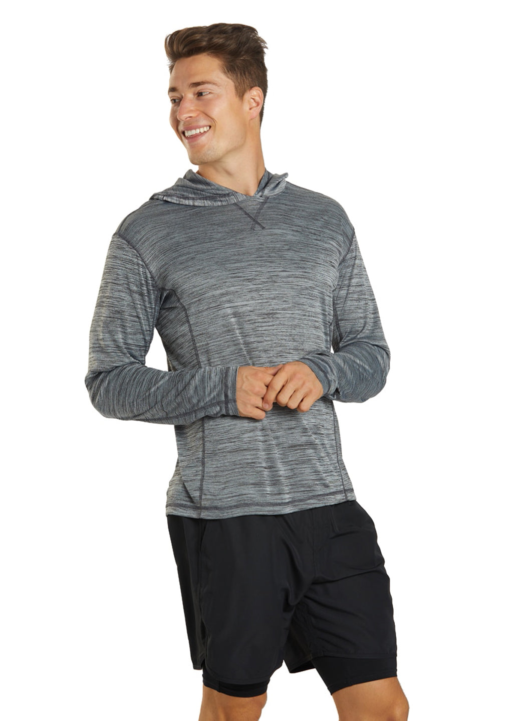 Sporti Men's L/S Hybrid II Hooded UPF 50+ Sun Shirt