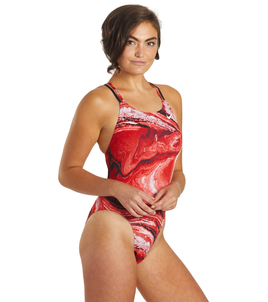Nike Women's HydraStrong Crystal Wave Spiderback One Piece Swimsuit