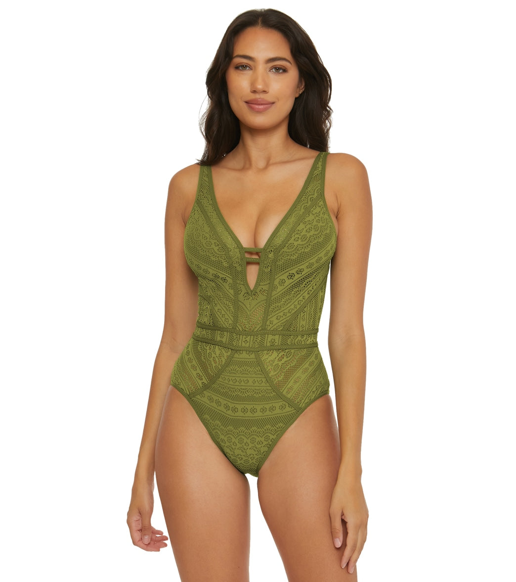 Becca Swim Women's Color Play Plunge One Piece Swimsuit