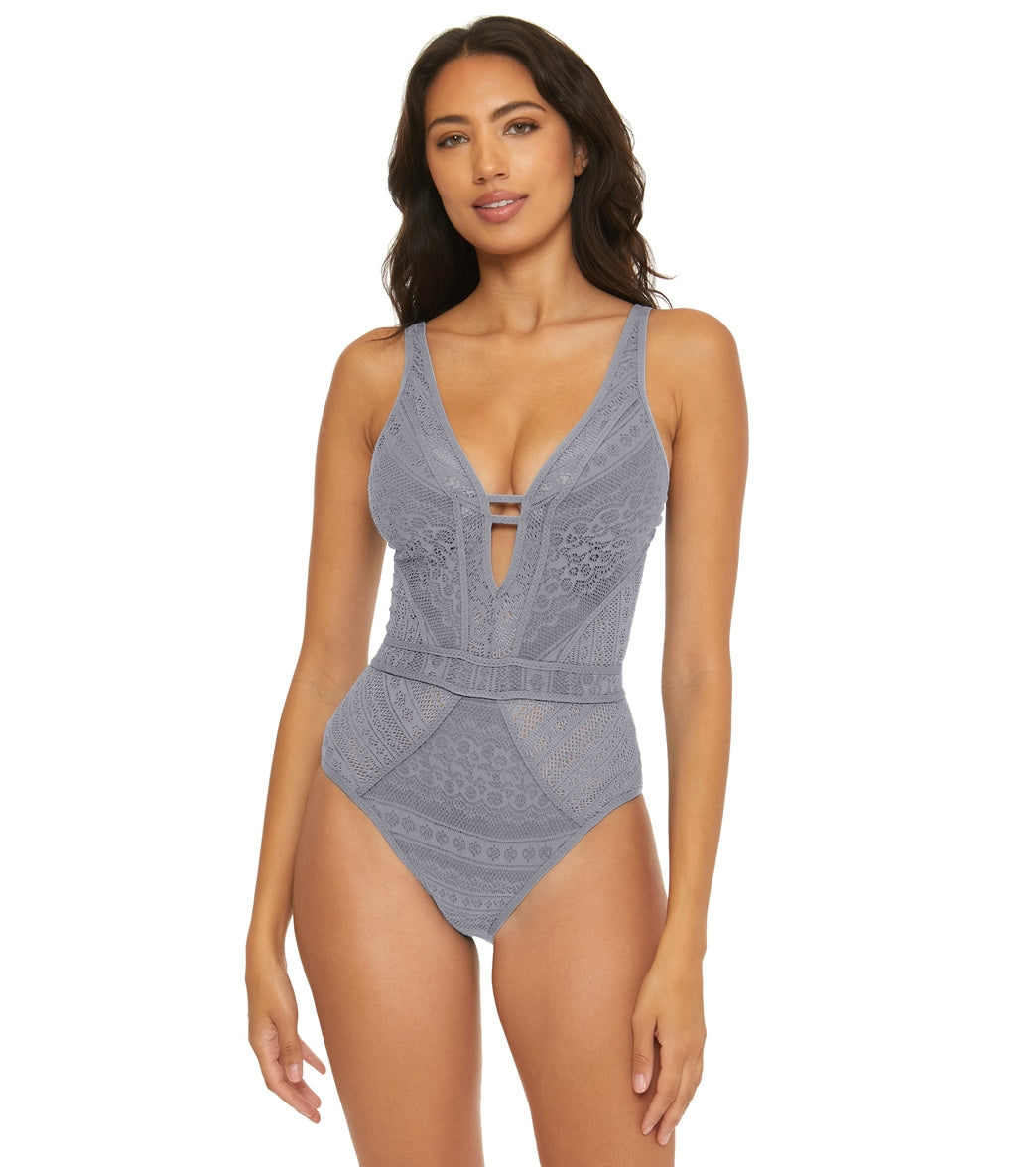 Becca Swim Women's Color Play Plunge One Piece Swimsuit