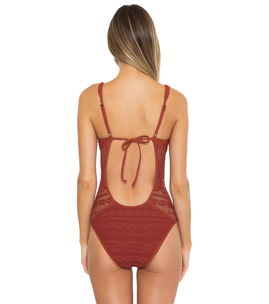 Becca Swim Women's Color Play Plunge One Piece Swimsuit