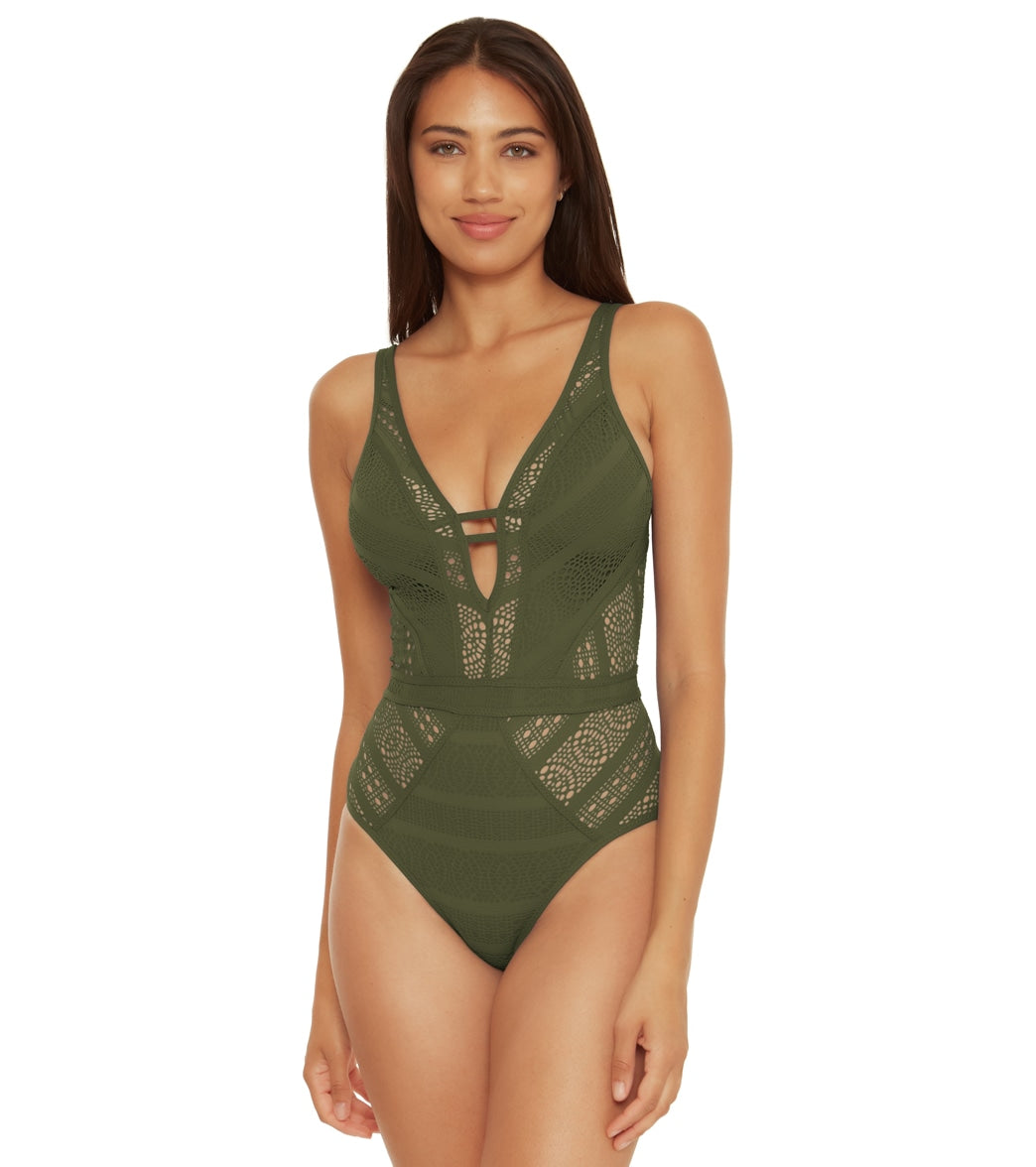 Becca Swim Women's Color Play Plunge One Piece Swimsuit