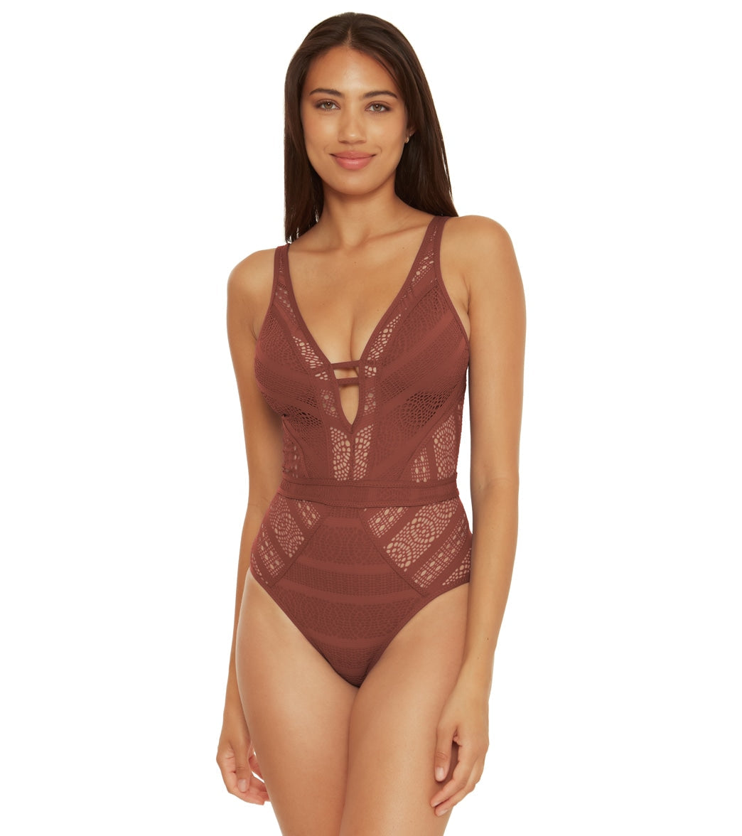 Becca Swim Women's Color Play Plunge One Piece Swimsuit