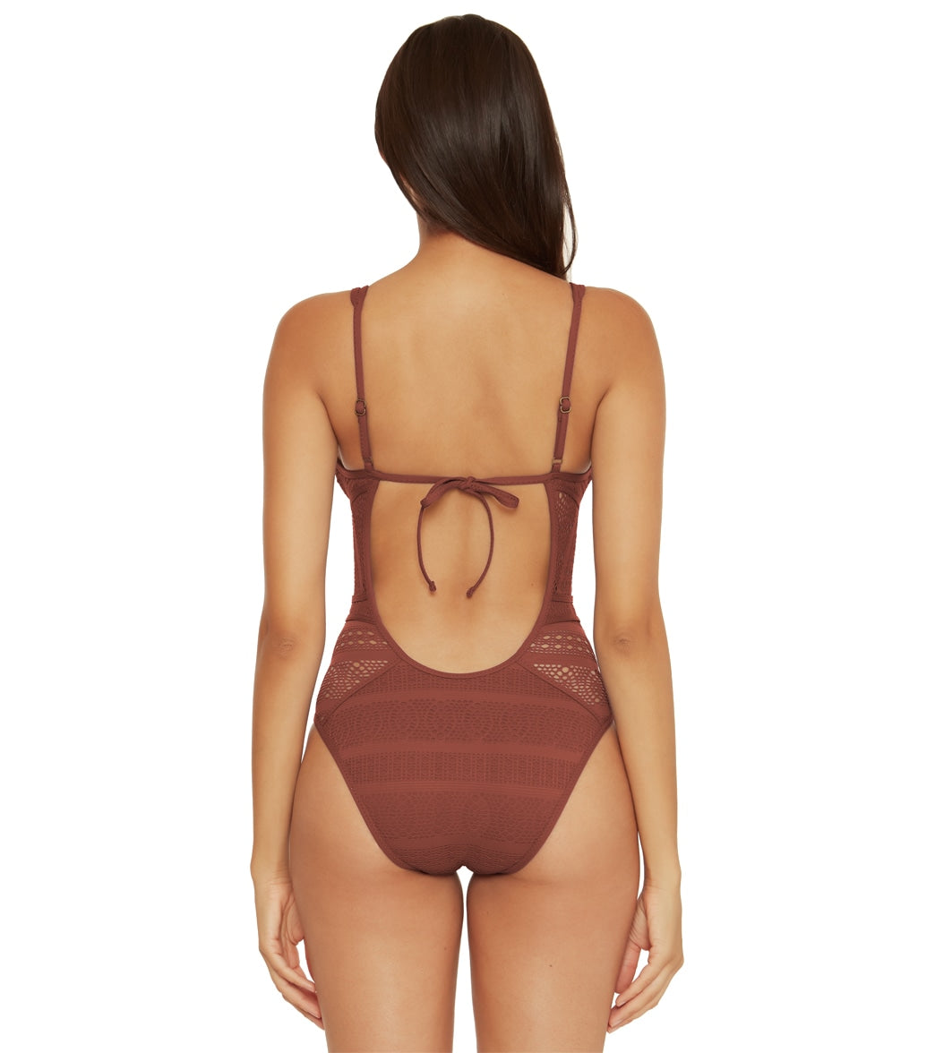 Becca Swim Women's Color Play Plunge One Piece Swimsuit