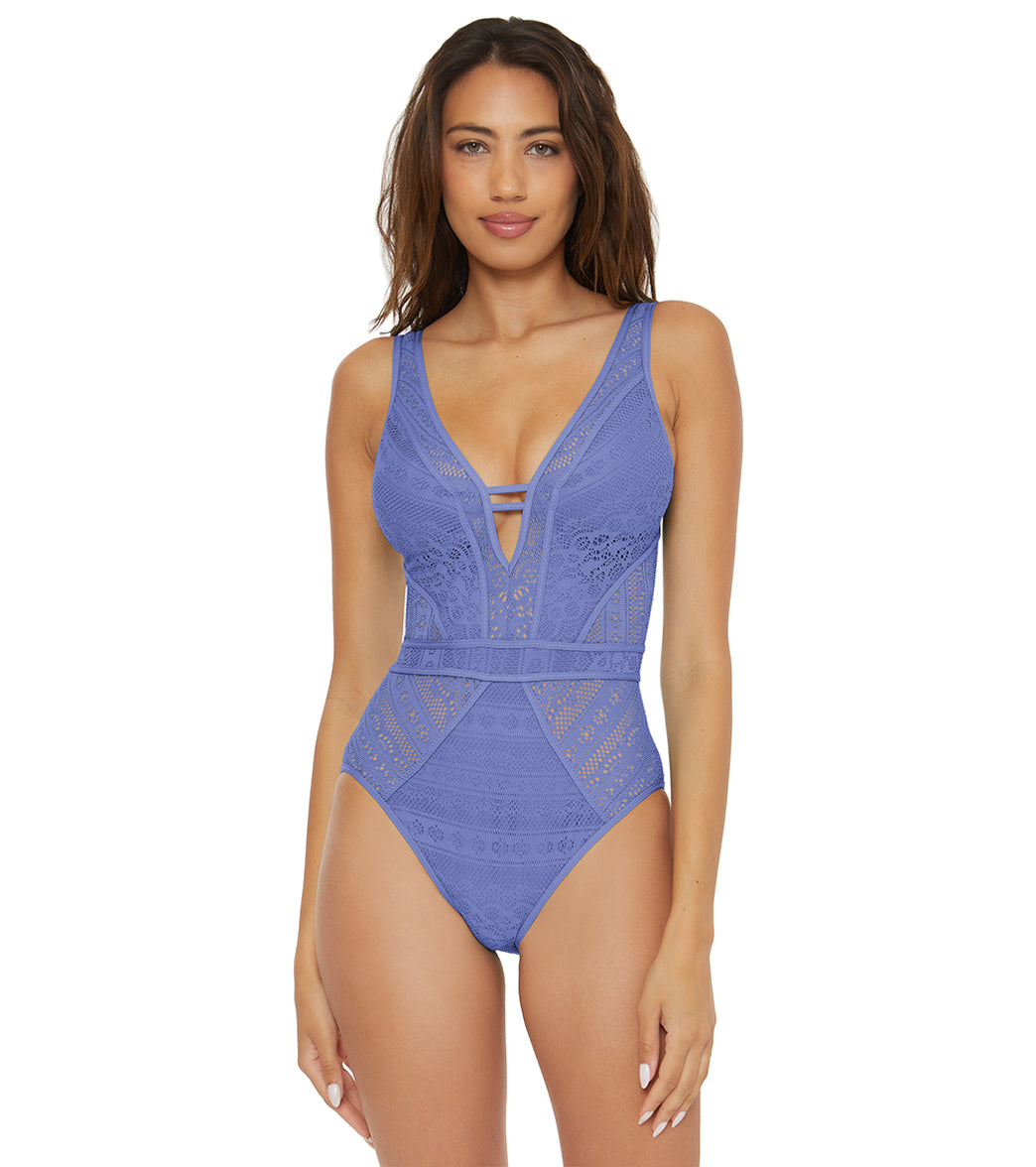 Becca Swim Women's Color Play Plunge One Piece Swimsuit