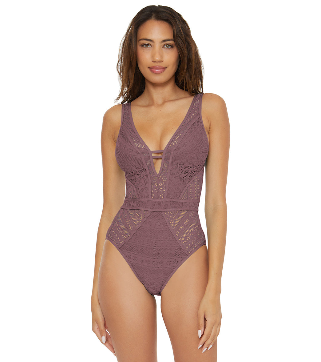 Becca Swim Women's Color Play Plunge One Piece Swimsuit