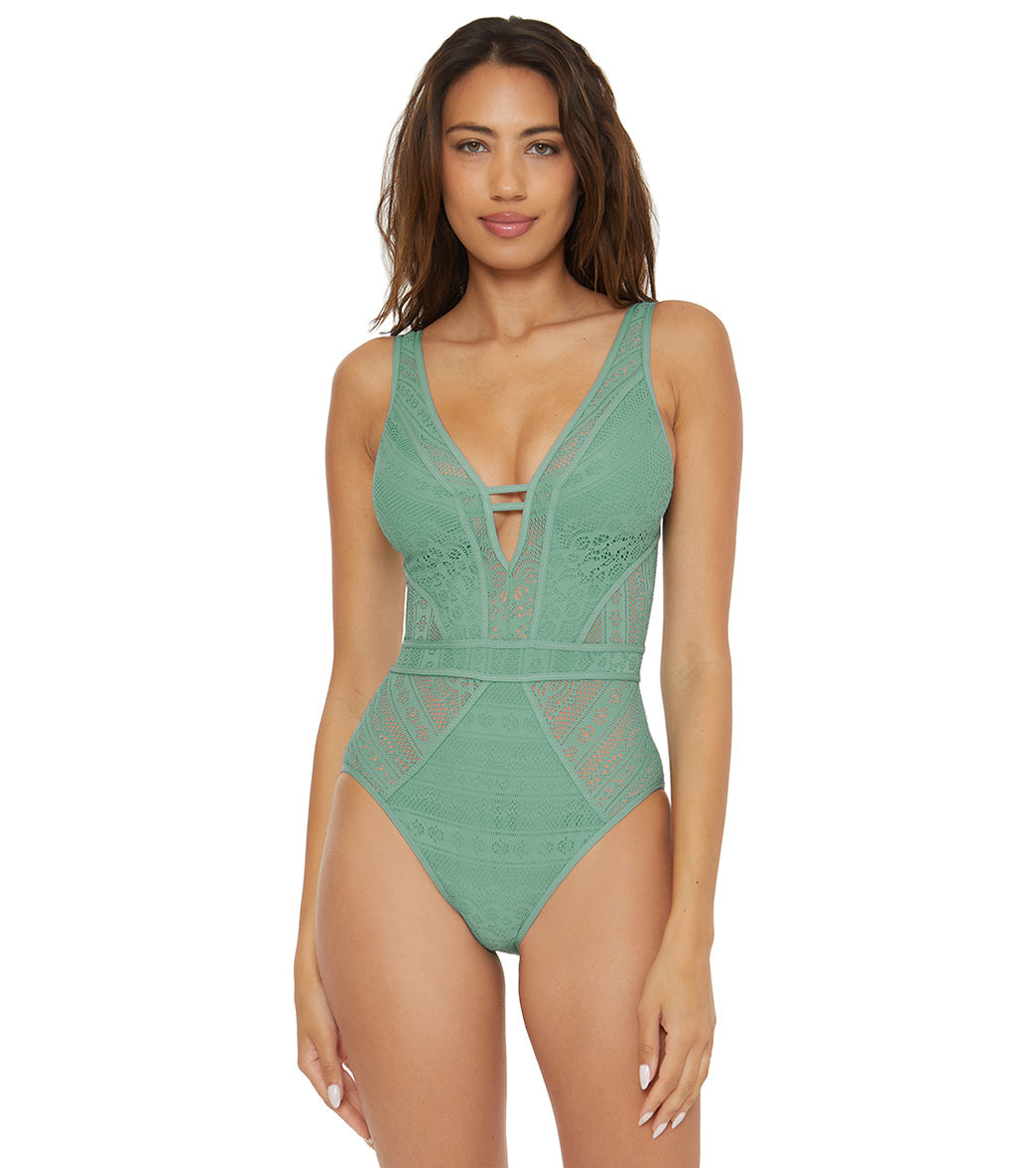 Becca Swim Women's Color Play Plunge One Piece Swimsuit