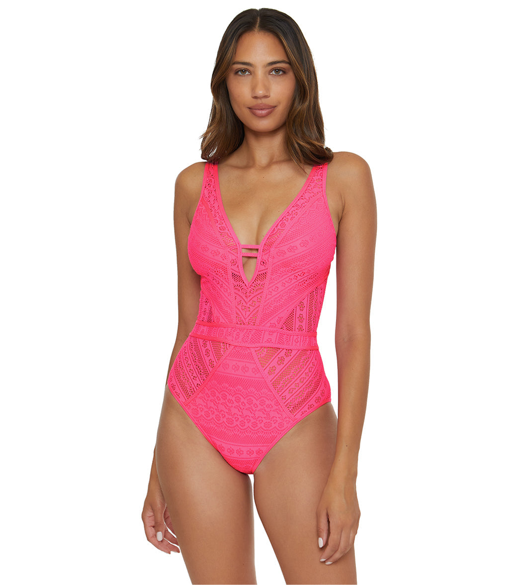 Becca Swim Women's Color Play Plunge One Piece Swimsuit