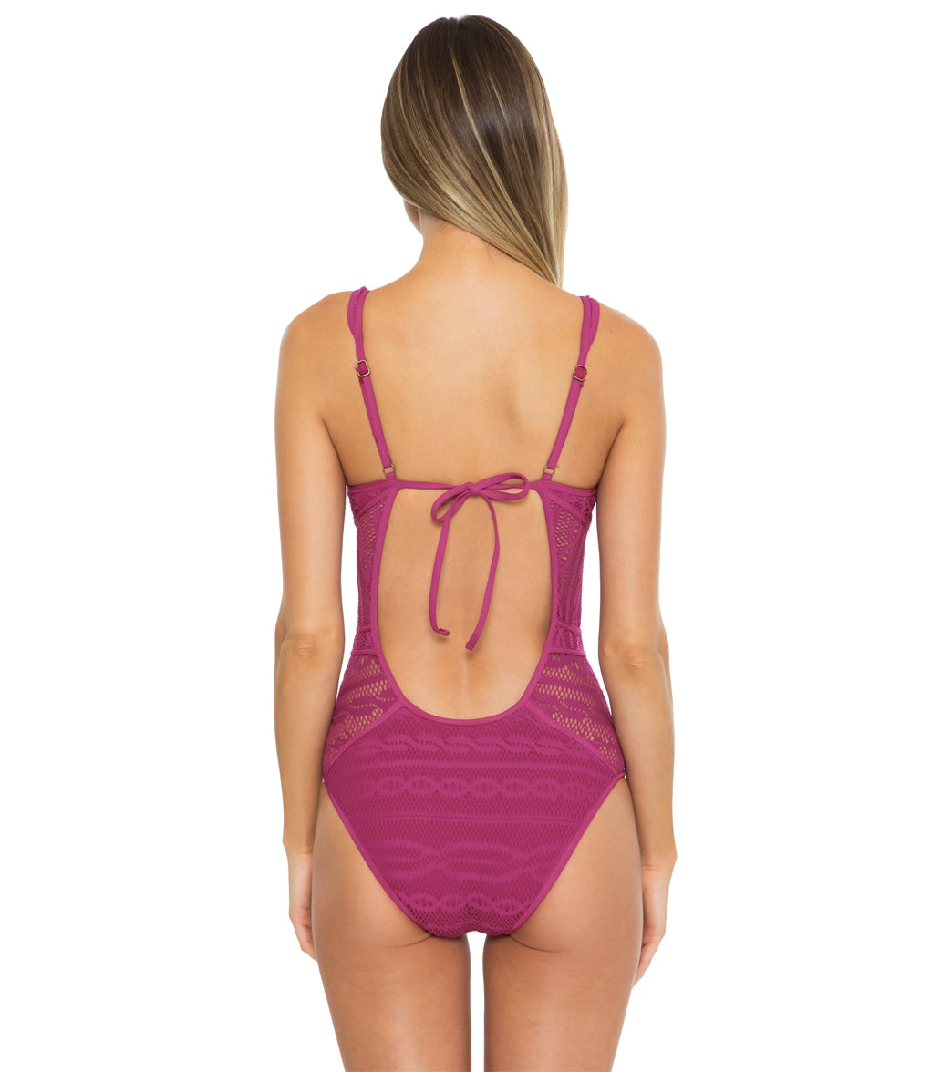 Becca Swim Women's Color Play Plunge One Piece Swimsuit