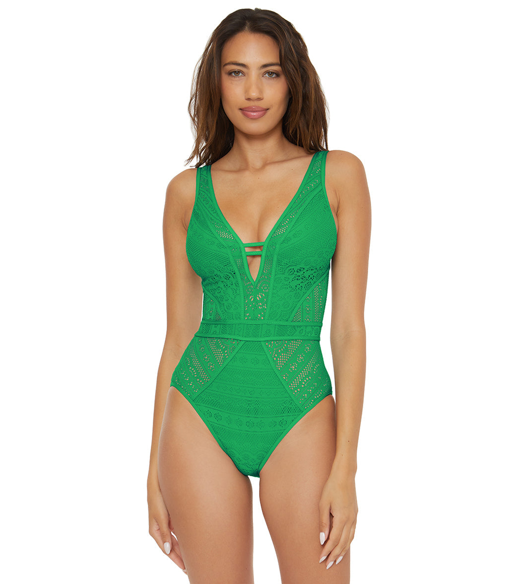 Becca Swim Women's Color Play Plunge One Piece Swimsuit