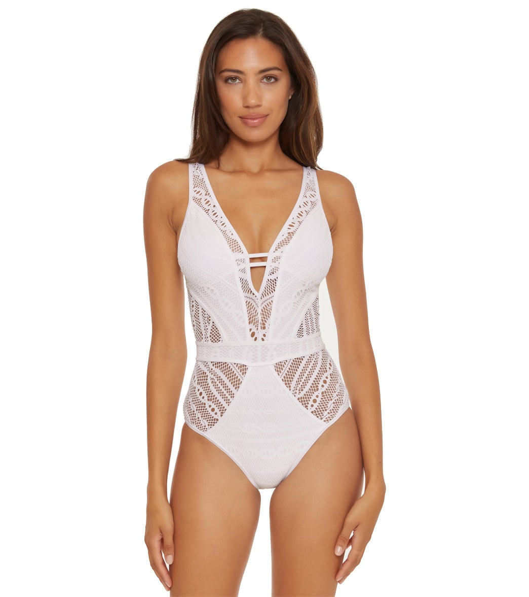 Becca Swim Women's Color Play Plunge One Piece Swimsuit