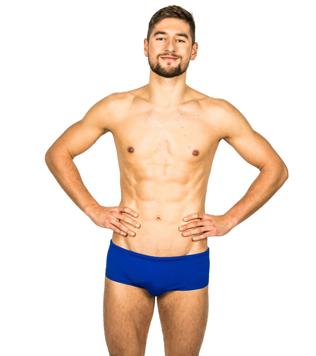 FINIS Men's Solid Aqua Short Square Leg Swimsuit