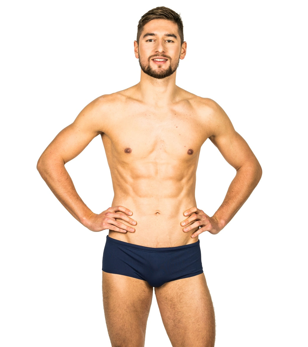 FINIS Men's Solid Aqua Short Square Leg Swimsuit