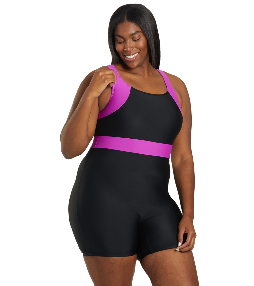 Sporti Plus Size Colorblock Unitard One Piece Swimsuit