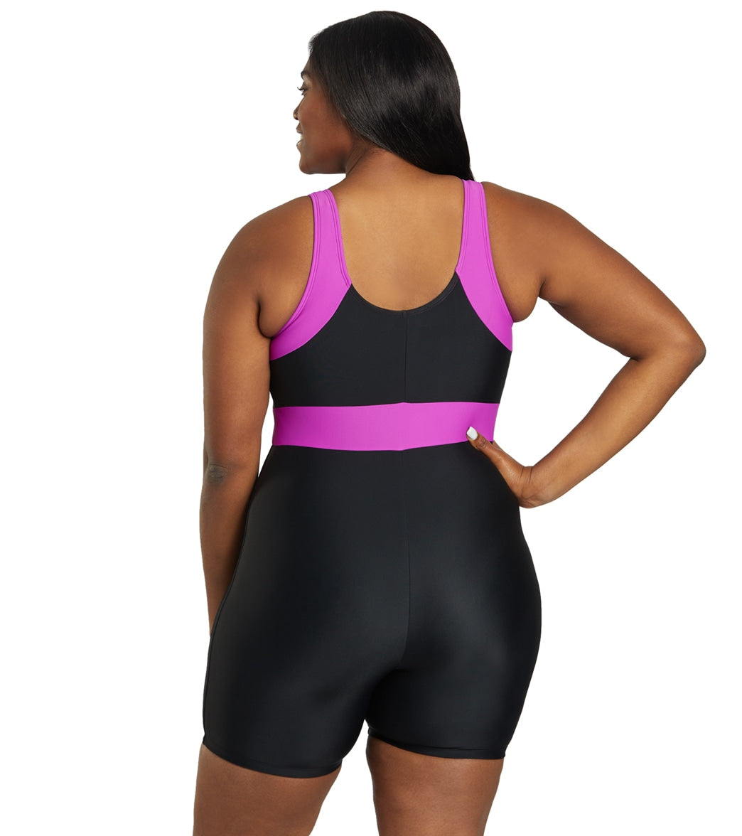 Sporti Plus Size Colorblock Unitard One Piece Swimsuit