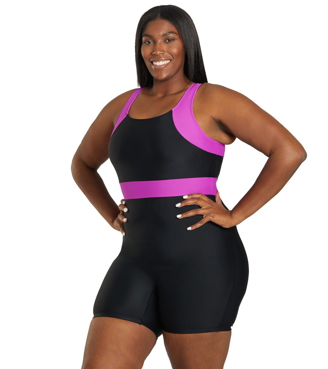 Sporti Plus Size Colorblock Unitard One Piece Swimsuit