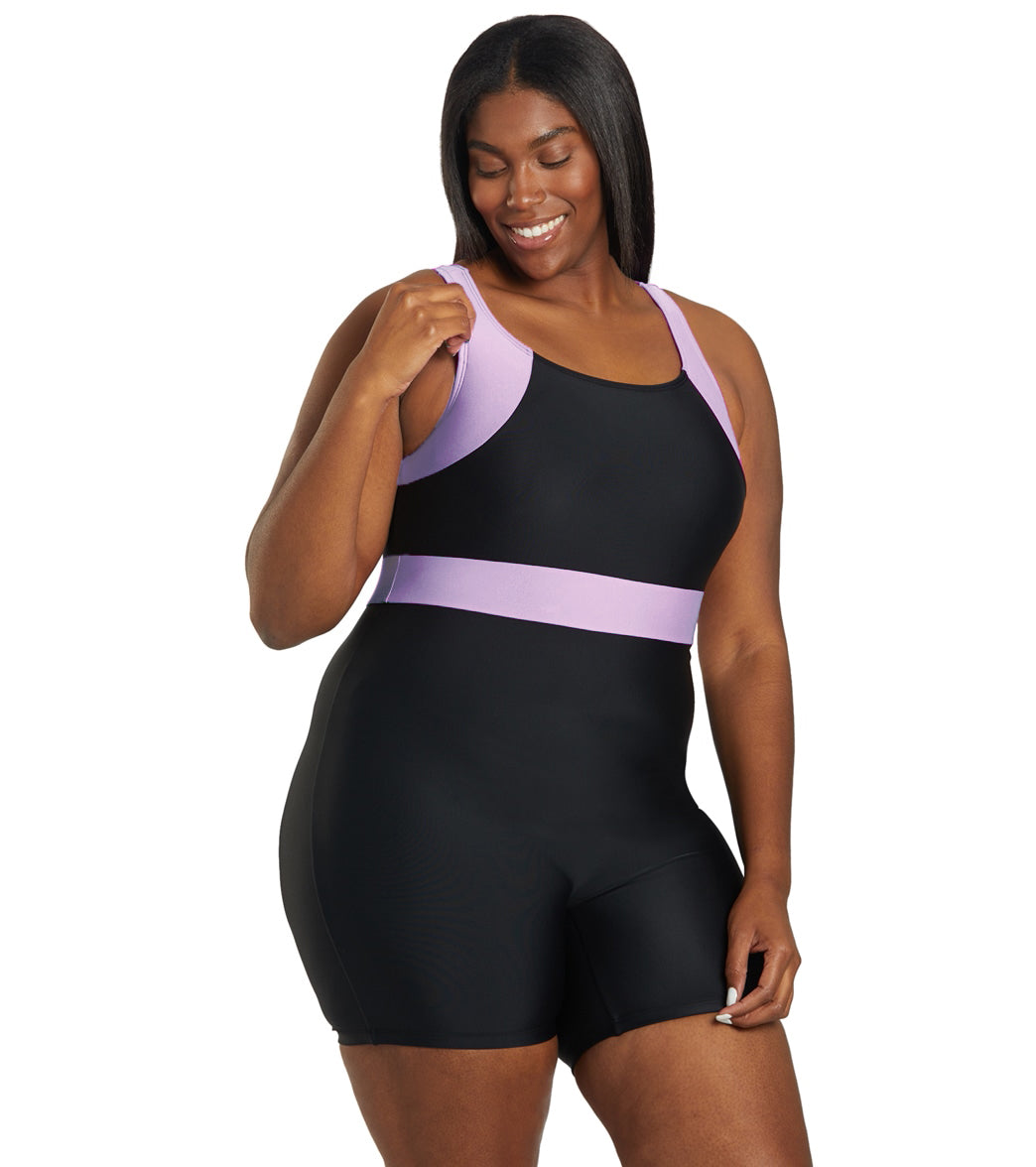 Sporti Plus Size Colorblock Unitard One Piece Swimsuit